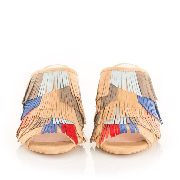 CHARLOTTE STONE Morley Suede Fringe Sandals Shoes - Picture 5 of 12